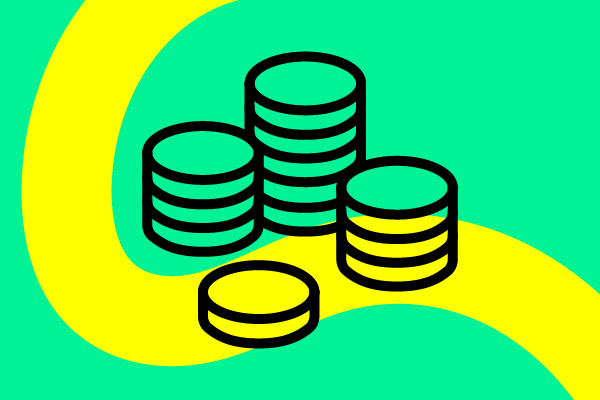 Coins Icon On Yellow Background