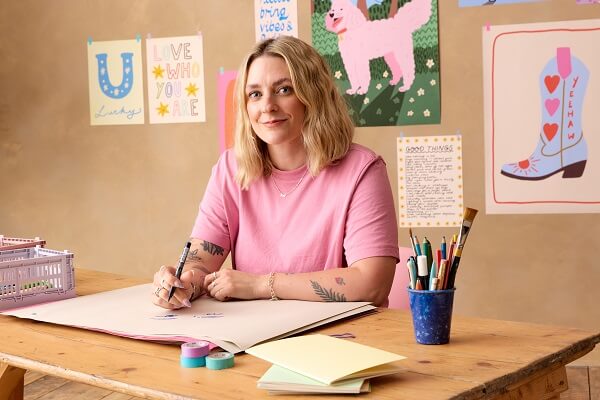 Women In Pink Top Drawing