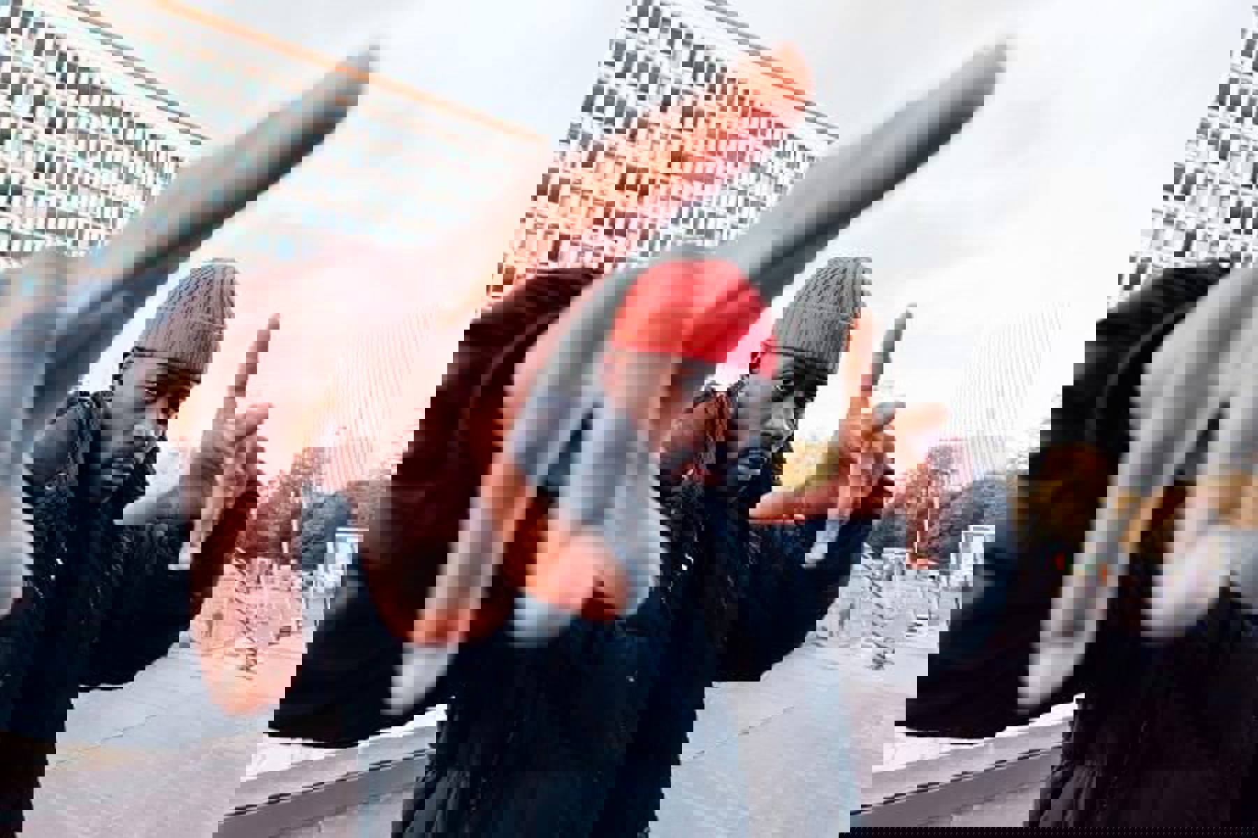 Man Red Hat Showing Hands