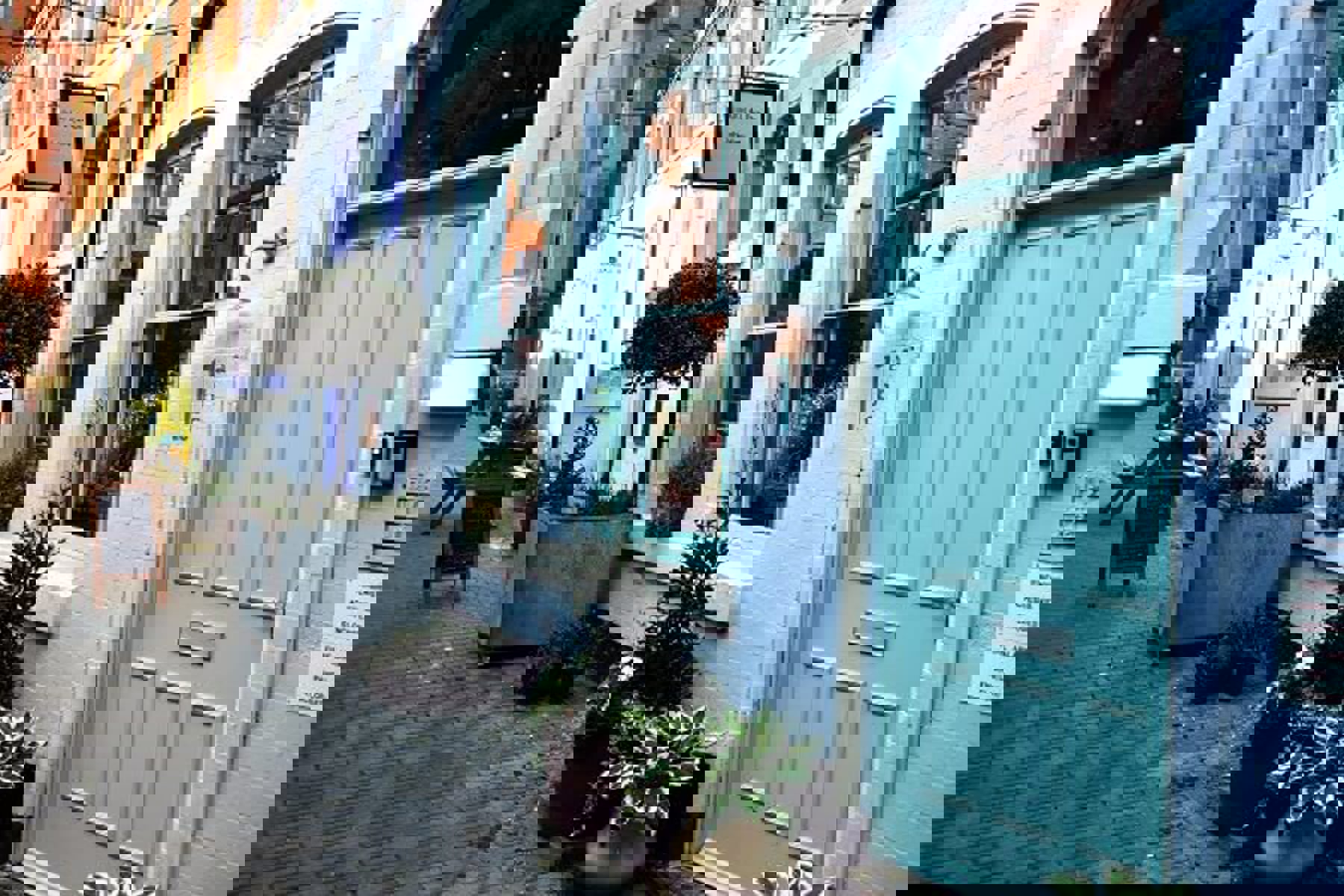 Blue Shops In Town Centre