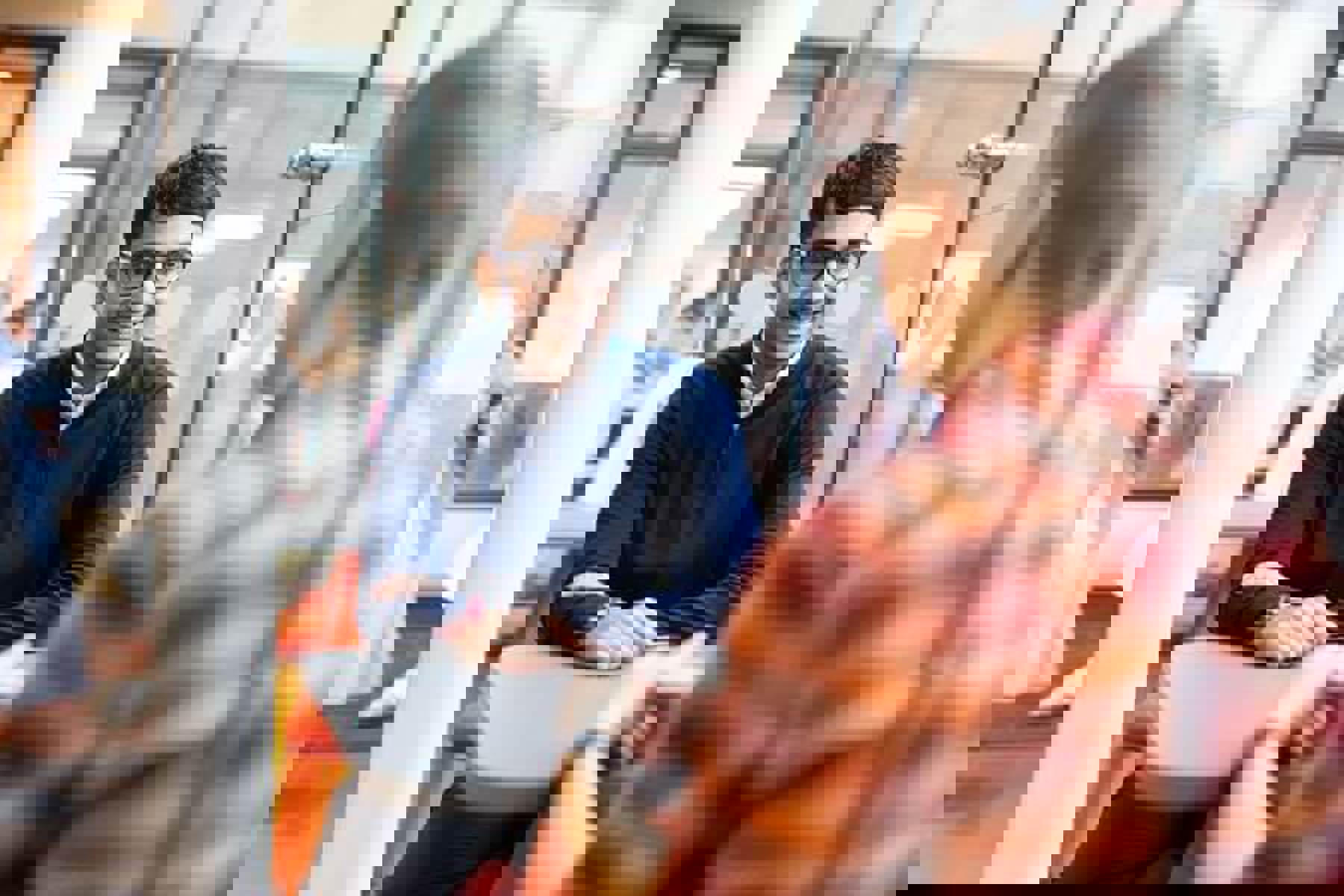 Colleague Glasses Blue Jacket