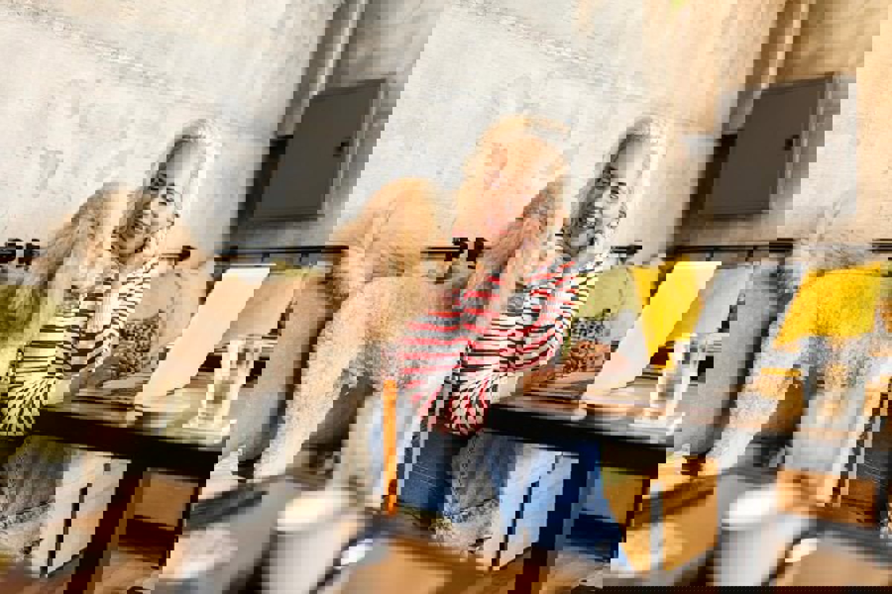 Blonde Woman Looking At Dog